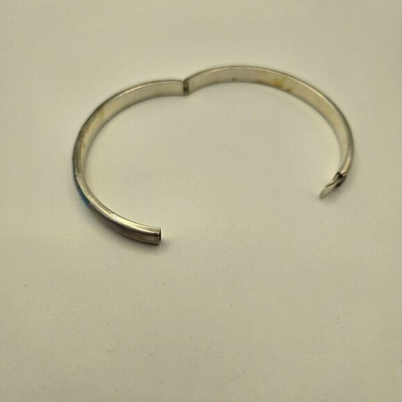 Vintage Sterling Silver 925 Turquoise Inlay Bangle Bracelet - Picture 5 of 5